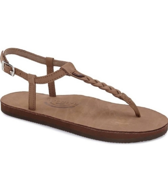 Rainbow Shoes - Rainbow T Street Braided T Strap Tan Sandal Size Large 2341-0317